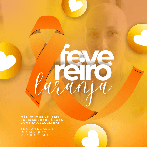 imagem destacando a importância da campanha de leucemia no fevereiro roxo e laranja
