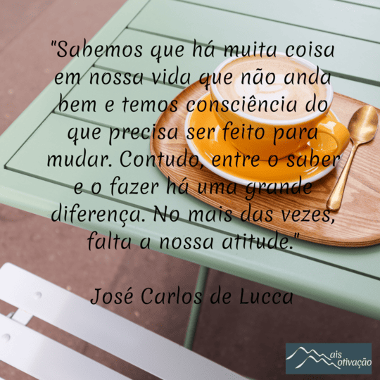 uma frase do dia com uma imagem de fundo de uma xícara de café sobre a mesa