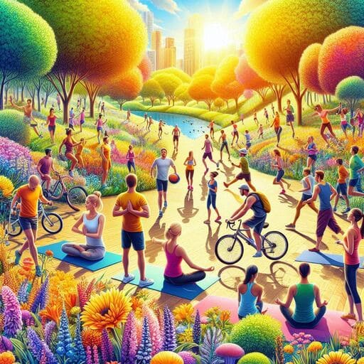 atividade física e bem estar para todos em um parque no centro da cidade