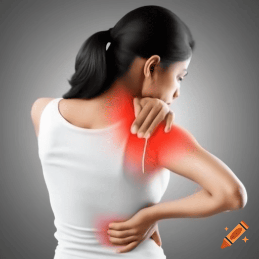 mulher com dor nas costas em um dos pontos da fibromialgia