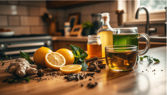 mesa com alimentos naturais para curar a ressaca