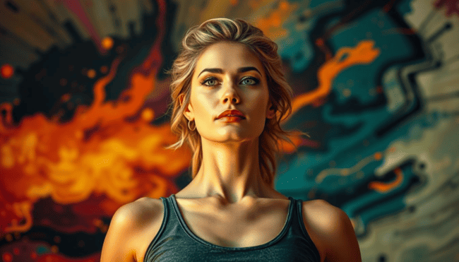 mulher em fundo com raios e o poder do sagrado feminino